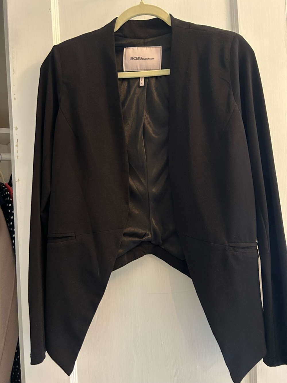 BCBGeneration Black Open-Front Draped Blazer